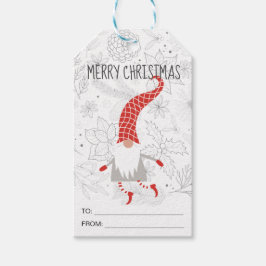 Niedlich Red White Frohe Weihnachten Gnome Holiday Geschenkanhänger