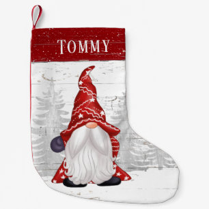Niedlich Red White Gnome Individuelle Name Kleiner Weihnachtsstrumpf