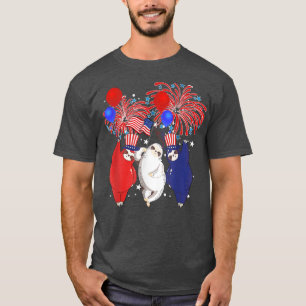 Niedlich Red White Sloth & Usa Flag Patriotic 4. T-Shirt