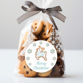 Niedlich Reindeer Frohe Weihnachten Runder Aufkleber