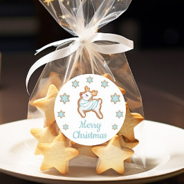 Niedlich Reindeer Frohe Weihnachten Runder Aufkleber