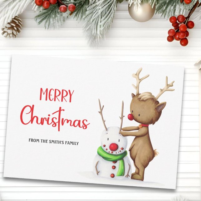 Niedlich Reindeer Snowman Frohe Weihnachten (Von Creator hochgeladen)