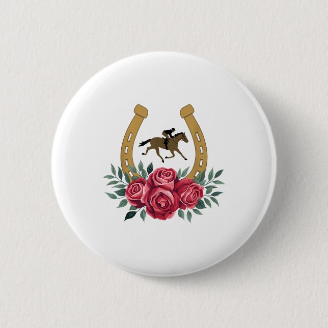 Niedlich Reitsport Rose KY 151. Derby Pferd Party Button (Vorderseite)