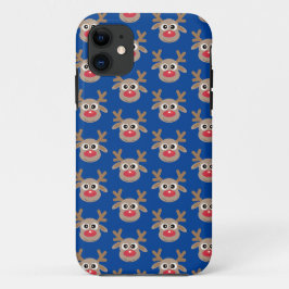 Niedlich Rentier Cartoon Pattern Weihnachten Blau Case-Mate iPhone Hülle
