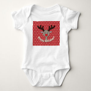 Niedlich Rentier Happy Holidays Weihnachtsauftakt Baby Strampler