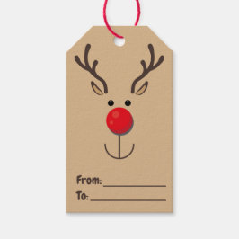 Niedlich Rentier Minimalistisch Face Brown Geschenkanhänger