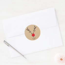 Niedlich Rentier Minimalistisch Face Brown Runder Aufkleber
