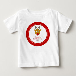 Niedlich Rentier Red Babys Erste Weihnachten Baby T-shirt