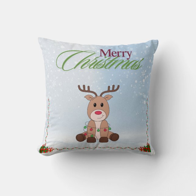 Niedlich Rentier Weihnachtskissen Kissen (Vorderseite)