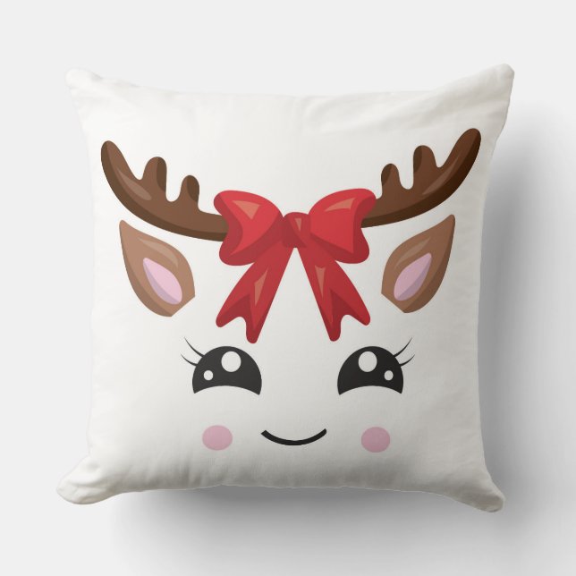 Niedlich Rentier Weihnachtskissen Kissen (Vorderseite)