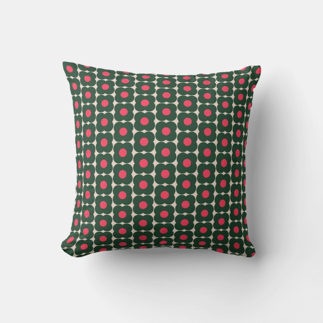 Niedlich Retro Blume Muster Weihnachten Rosa Grün Kissen (Vorderseite)
