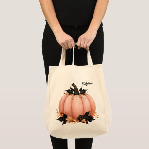 Niedlich Retro Blush Pink Pumpkin Personalisiert Tragetasche