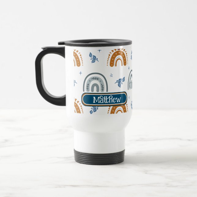 Niedlich Retro Boho Celestial Muster Personalisier Reisebecher (Links)