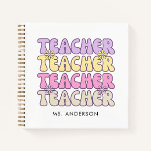 Niedlich Retro Bold Groovy Teacher Notizbuch