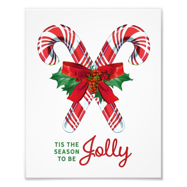 Niedlich Retro Christmas Candy Cane Wall Art Fotodruck (Vorne)