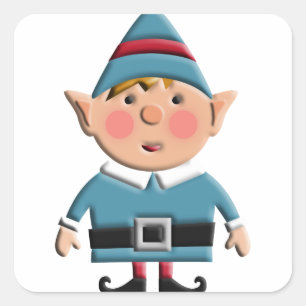 Niedlich Retro Christmas Elf Quadratischer Aufkleber