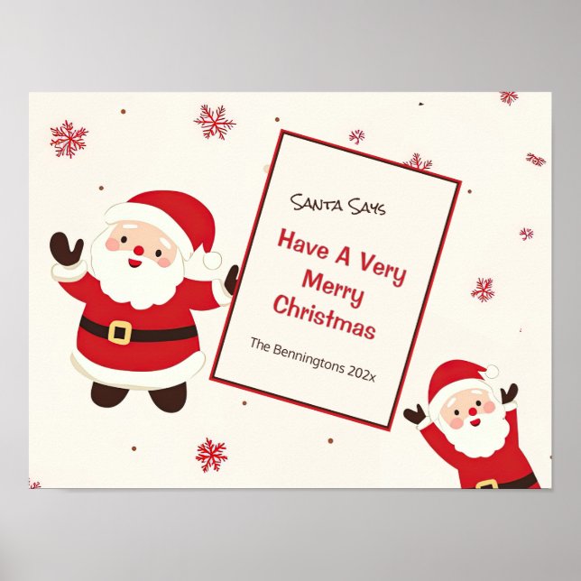 Niedlich Retro Christmas Santa Poster (Vorne)