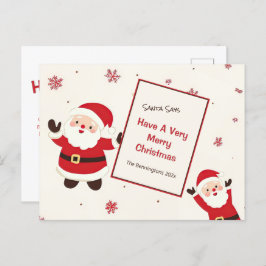 Niedlich Retro Christmas Santa Postkarte