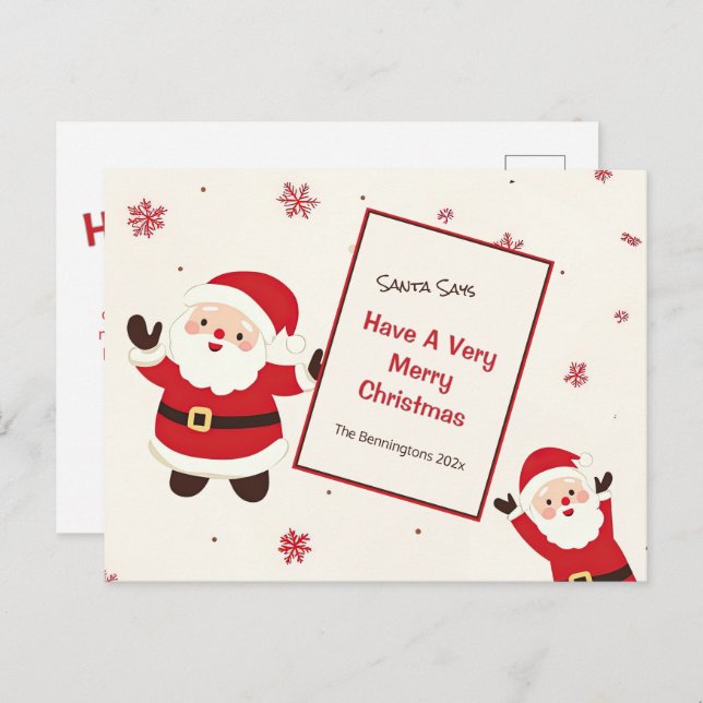 Niedlich Retro Christmas Santa Postkarte (Vorne/Hinten)