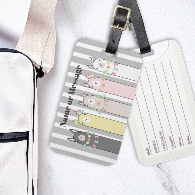 Niedlich Retro Colorful Llamas Girl Kinder Gepäckanhänger (Von Creator hochgeladen)