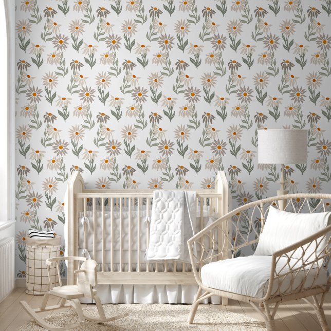Niedlich Retro Daises Muster floral Tapete (Kinder)