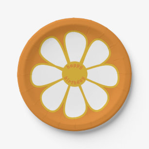 Niedlich Retro Daisy Blume Happy Birthday Pappteller