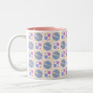 niedlich Retro Daisy Blume Muster Boho Floral Zweifarbige Tasse