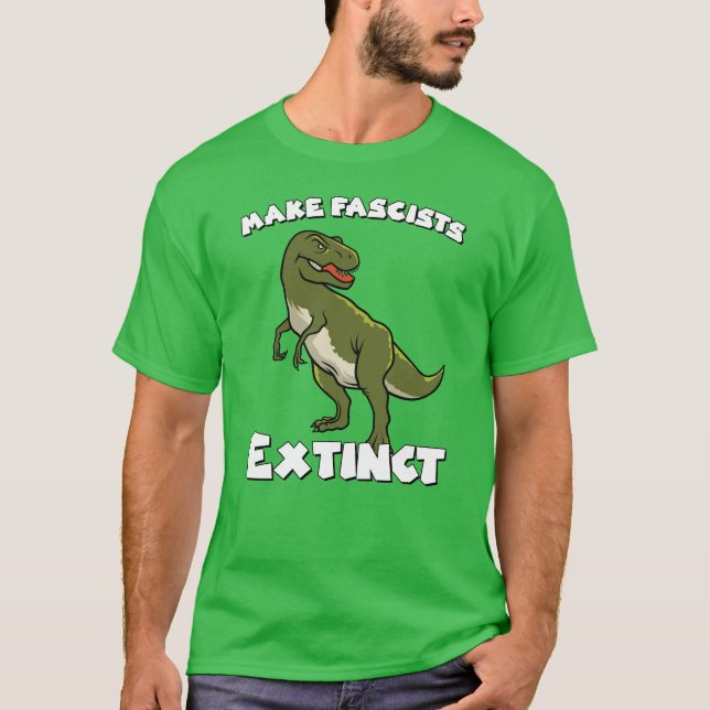 Niedlich Retro Dinosaurier - Faschisten aussterben T-Shirt (Vorderseite)