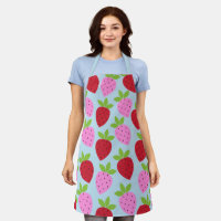 Niedlich Retro Erdbeere Frucht Muster Rosa Blau