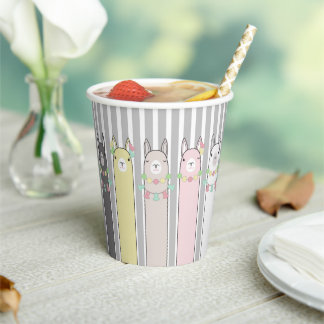 Niedlich Retro farbenfrohe Llamas Custom Pappbecher