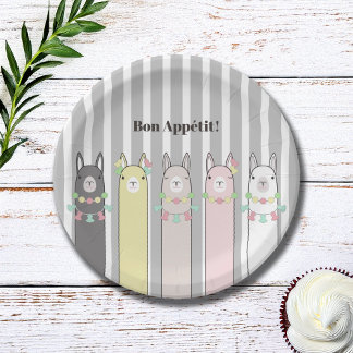 Niedlich Retro farbenfrohe Llamas Kids Party Pappteller