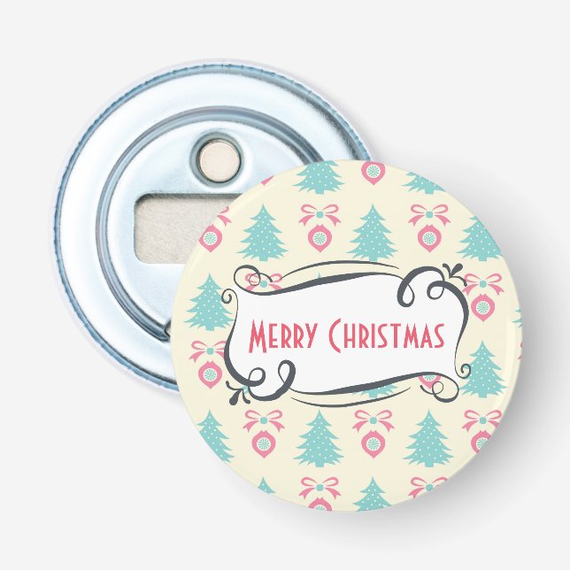 Niedlich Retro Frohe Weihnachtsmuster Flaschenöffner (Vorderseite)