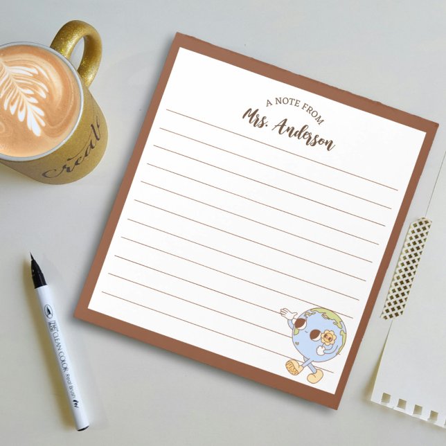 Niedlich Retro Funny Globe Zurück zur Schule Brot Notizblock (Von Creator hochgeladen)