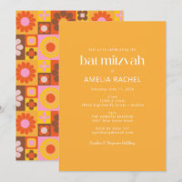 Niedlich Retro Groovy Geometric Yellow Bat Mitzvah