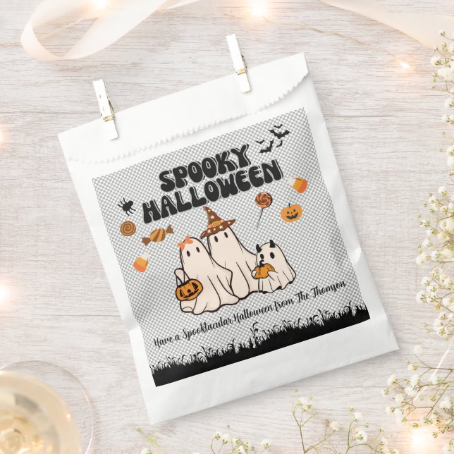 Niedlich Retro Groovy Spooky Ghost Geschenktütchen (Ausgeschnitten)