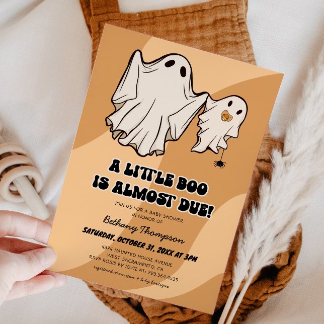 Niedlich Retro Halloween Little Boo Baby Dusche Einladung (Von Creator hochgeladen)