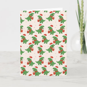 Niedlich Retro Kids T-Rex Xmas Karte