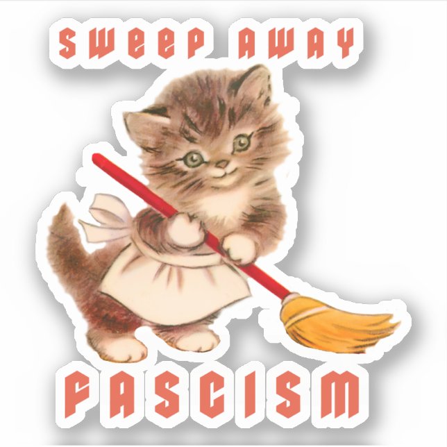 Niedlich Retro Kitten - Faschismus abschrecken Aufkleber (Vorderseite)