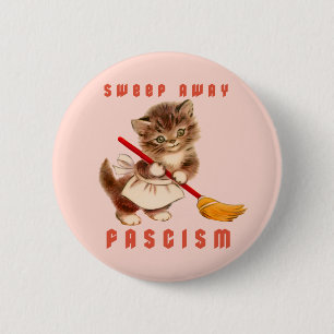 Niedlich Retro Kitten - Faschismus abschrecken Button