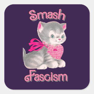 Niedlich Retro Kitten - Schmutz Faschismus Quadratischer Aufkleber