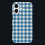 Niedlich Retro Navy Blue Gingham Kariertes Muster iPhone 16 Hülle<br><div class="desc">Niedliches Retro Navy Blue Gingham Kariertes Muster Handy Fall</div>