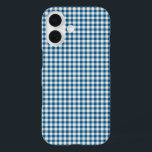 Niedlich Retro Navy Blue Gingham Kariertes Muster iPhone 16 Hülle<br><div class="desc">Niedliches Retro Navy Blue Gingham Kariertes Muster Handy Fall</div>