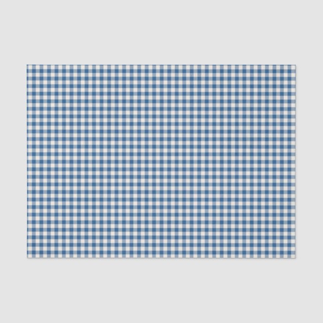 Niedlich Retro Navy Blue Gingham Kariertes Muster  Seidenpapier (Vorderseite)