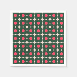 Niedlich Retro Pop Blume Muster Grün Rosa Weihnach Serviette