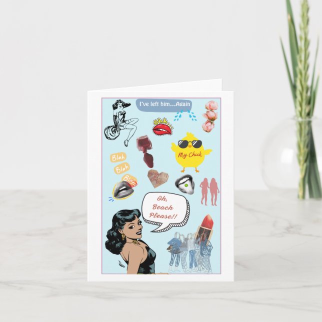Niedlich, Retro, Quirky und Funny Galentine's Day Karte (Vorderseite)