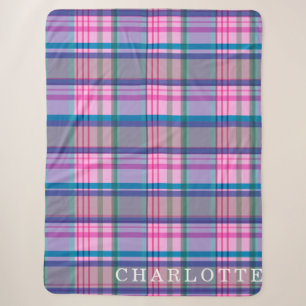 Niedlich Retro Rosa Kariertes Muster Personalisier Sherpadecke