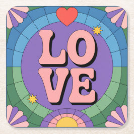 Niedlich Retro Rosa Lila Untersetzer Set