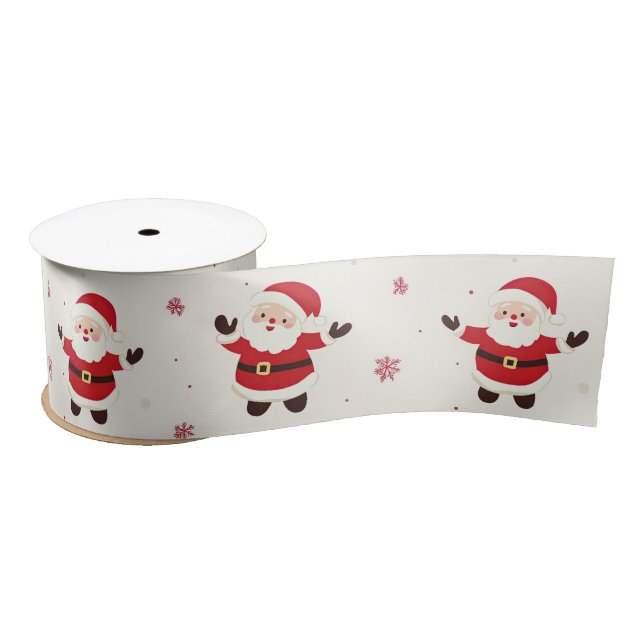 Niedlich Retro Santa Christmas Satinband (Spule)
