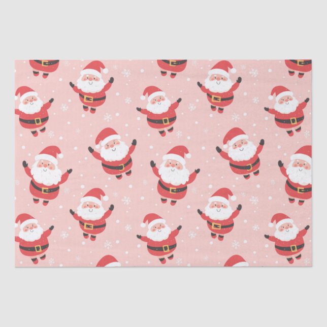 Niedlich Retro Santa Pink Weihnachts-Tissue Paper Seidenpapier (Vorderseite)
