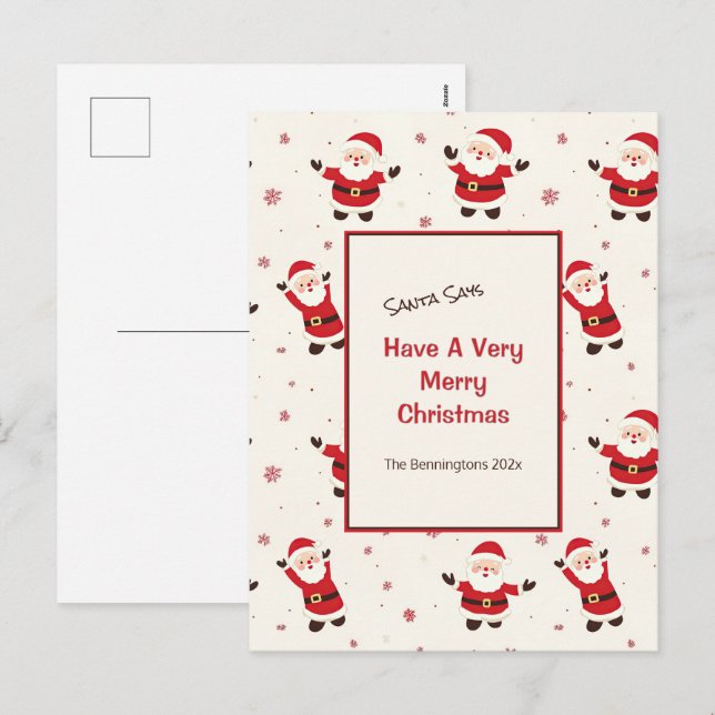 Niedlich Retro Santa Weihnachten Postkarte (Vorne/Hinten)